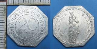 nouzová mince - 20 pfennig - Norimberk, StrassenBahn