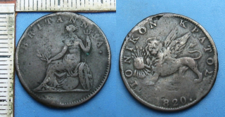 1820 - 2 lepta - Britské Iónské ostrovy, Jiří III.