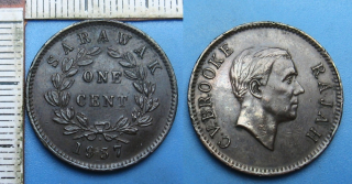 1937 - 1 cent - Sarawak, rádža C.V.Brooke