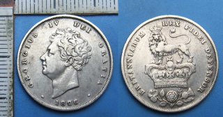 1826 - 1 shilling, stříbro - Velká Británie, Jiří IV.