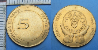 1995 - 5 tolarjev - Slovinsko, výroční FAO
