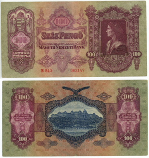 1930 - 100 pengo, bankovka, E840 062147 - Maďarsko, pěkná