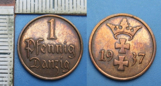 1937 - 1 pfennig - město Gdaňsk