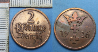 1926 - 2 pfennige - město Gdaňsk