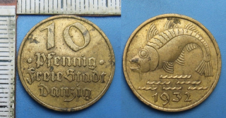 1932 - 10 pfennig - město Gdaňsk