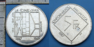 1987 - 5 francs - Švýcarsko, Le Corbusier