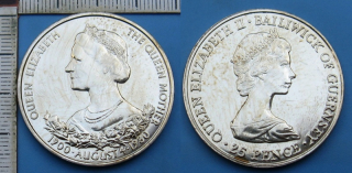 1980 - 25 pence - Guernsey, The Queen Mother