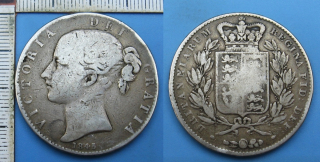 1845 - 1 crown, stříbro - Velká Británie, Victoria