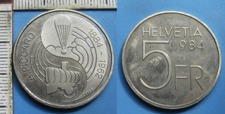 1984 - 5 francs - Švýcarsko, A. Piccard