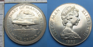 1983 - 1 crown - Isle of Man, Bicentenary of Manned Flight