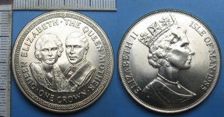 1985 - 1 crown - Isle of Man, Queen Elizabeth The Queen Mother