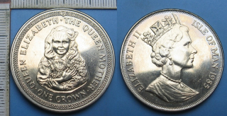 1985 - 1 crown - Isle of Man, Queen Elizabeth The Queen Mother