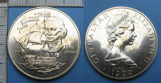 1980 - 1 crown - Gibraltar, Admiral Nelson