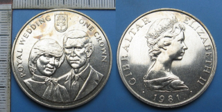 1981 - 1 crown - Gibraltar, Royal Wedding