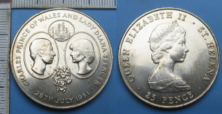 1981 - 25 pence - Svatá Helena, Charles Prince of Wales and Lady Diana Spencer