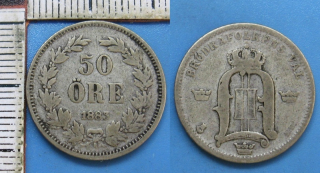 1883 EB - 50 ore, stříbro -  Oscar II., Švédsko