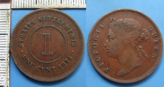 1874 - 1 cent - Straits Settlements, Victoria