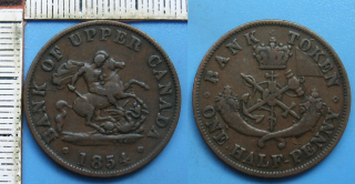1854 - 1 half penny - Kanada, Bank Token, Bank of Upper Canada