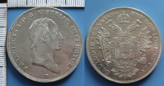 1824 V - 1 scudo, stříbro - František I., pro Lombardsko-Benátsko, vzácnější