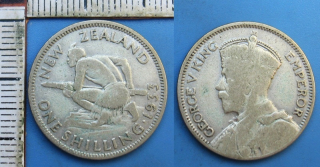 1933 - 1 shilling, stříbro - Nový Zéland, Jiří V.