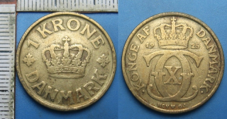 1925 - 1 krone - Dánsko, Christian X.