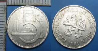 1930 - 5 Kč, stříbro
