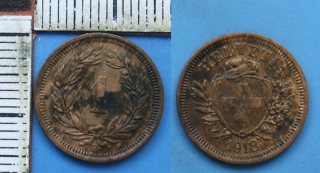 1918 B - 1 rappen - Švýcarsko