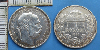 1896 KB - 1 koruna, stříbro - František Josef I., pěkná a vzácnější