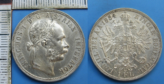 1884 - 1 zlatník, stříbro - František Josef I., krásný