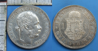 1887 KB - 1 zlatník, stříbro - František Josef I., krásný