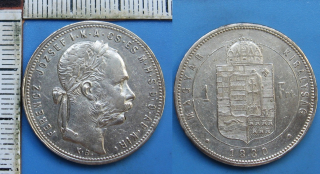 1880 KB - 1 zlatník, stříbro - František Josef I., krásný