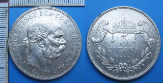 1907 KB - 5 korun, stříbro - František Josef I.