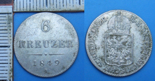 1849 A - 6 kreuzer, stříbro - František Josef I.
