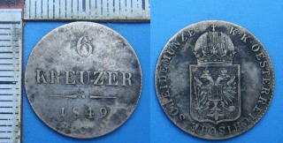 1849 C - 6 kreuzer, stříbro - František Josef I.
