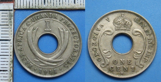 1911 H - 1 cent - Britská Východní Afrika a Britská Uganda, Jiří V.