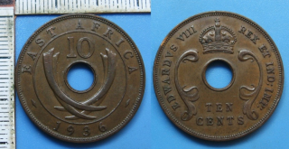1936 - 10 cents - Britská Východní Afrika, Edward VIII., vzácnější panovník