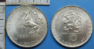 1968 - 10 Kčs, stříbro - Národní divadlo