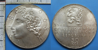 1968 - 50 Kčs, stříbro - 50. výročí vzniku Československa