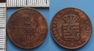 1860 - 2 pfennige - Bernhard II., Sasko-Meiningen