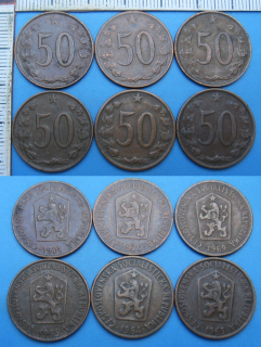 1963,4,5,9,70,1 - 6x 50 haléřů