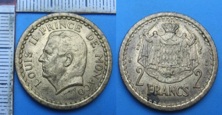 1945 - 2 francs - Monako, Louis II.