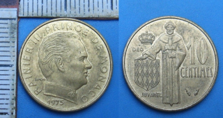 1975 - 10 centimes - Monako, Rainier III.