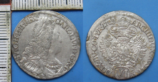 1729 - VI krejcar, stříbro - Karel VI., Hall