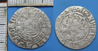 1471-1516 - Pražský groš, stříbro - Vladislav II. Jagellonský, tečky vedle ocasu