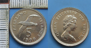 1998 - 5 pence - Falklandy