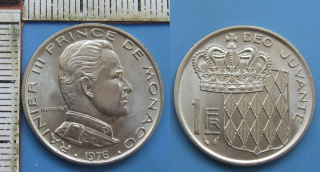 1976 - 1 franc - Monako, Rainier III.