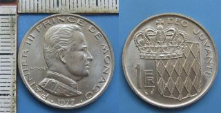 1977 - 1 franc - Monako, Rainier III.