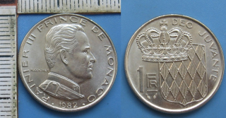 1982 - 1 franc - Monako, Rainier III.