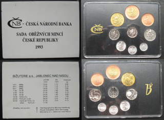 1993 - sada oběžných mincí ČR, Hamburg a Winnipeg