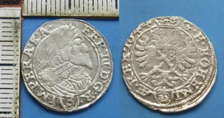 1644 - 3 krejcar, stříbro - Ferdinand III., Praha, J.Wolker